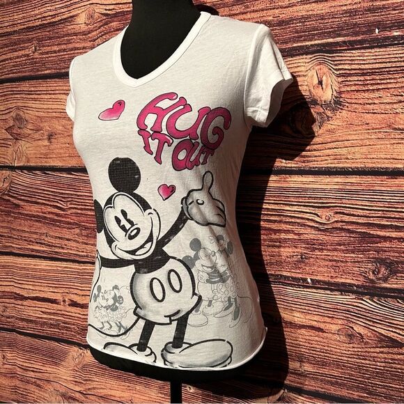 Disney Mickey Mouse Women's Small White Shirt Top Blouse Customized Open Back - Picture 3 of 3